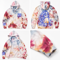 S USA Red White Blue Drift & Dye Handmade Ice-Dye Tie-Dye Full Zip Zipper Hoodie Long-Sleeve Jacket 4th of July Holiday